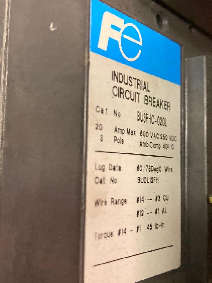 Used Fuji,BU3FHC-020L,Breaker & Rotary Handle