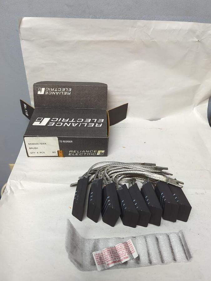 RELIANCE ELECTRIC,SK26500-76WX,CARBON MOTOR BRUSHES BOX OF 8 PIECES NOS