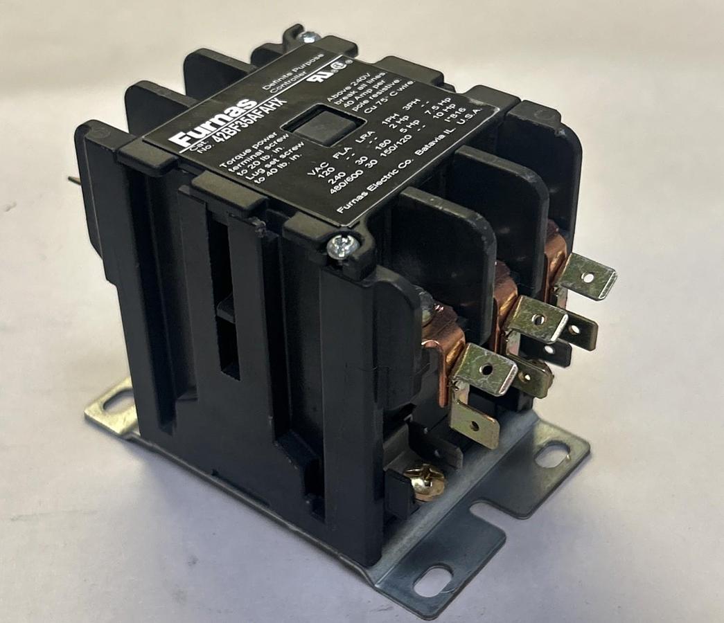 Used FURNAS,42BF35AFAHX,DEFINITE PURPOSE CONTROLLER CONTACTOR 40A 120V 3P