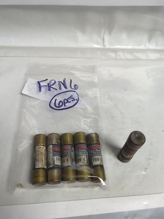 Used COOPER BUSSMANN,FRN6,FUSETRON 6 AMP FUSE LOT OF 6 PRE-OWNED