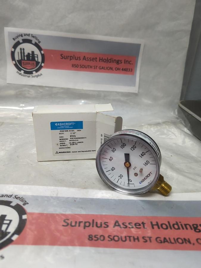ASHCROFT,25W1006 H 02L,GAUGE 2-1/2 IN FACE 1/4 IN NPT BOTTOM CONNECTION NOS