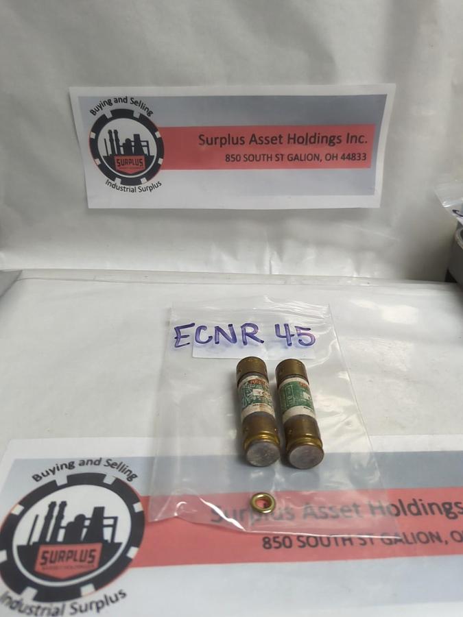 Used RELIANCE,ECNR45,TIME DELAY 45 AMP FUSE LOT OF 2 PRE-OWNED