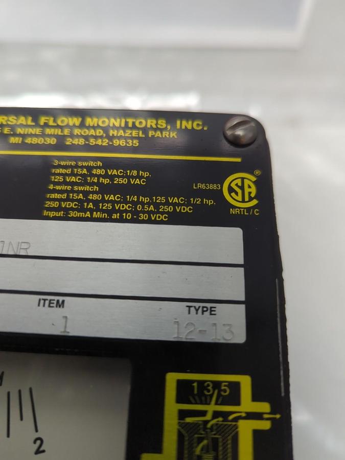 Used UNIVERSAL FLOW MONITORS,LL-BBPSB2GM-4U-32V1.0-A1NR,FLOW CONTROL TYPE 12-13 USED
