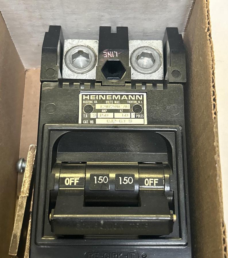 Used HEINEMANN,CJ2-G3-W,CIRCUIT BREAKER 150A 120/240V 2P