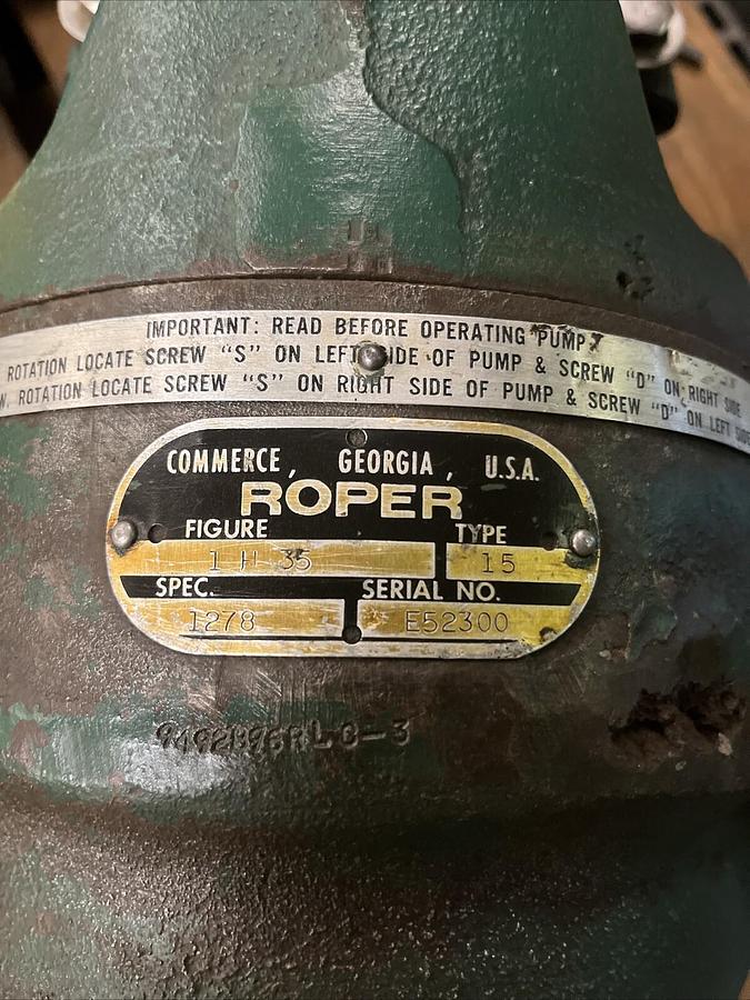 Used Roper,1-H-35, Type 15,Gear Pump 1h35
