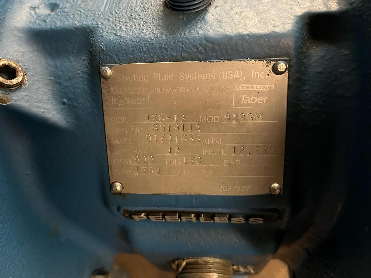 Used PEERLESS STERLING,8196M,CENTRIFUGAL PUMP 4X6X13 NO IMPELLER OR VOLUTE