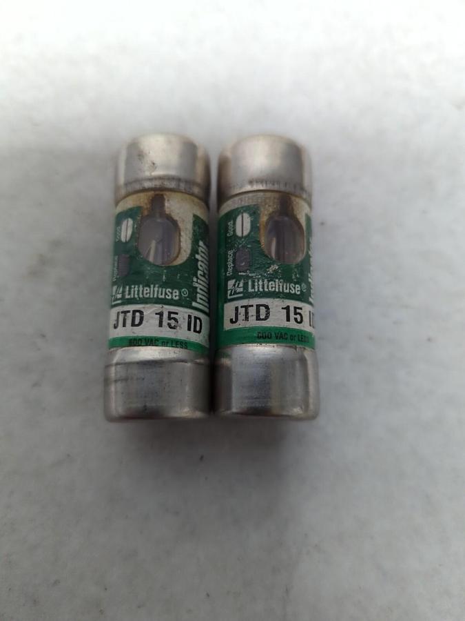 Used LITTELFUSE,JTD15ID,INDICATOR 15 AMP FUSE LOT OF 2 PRE-OWNED