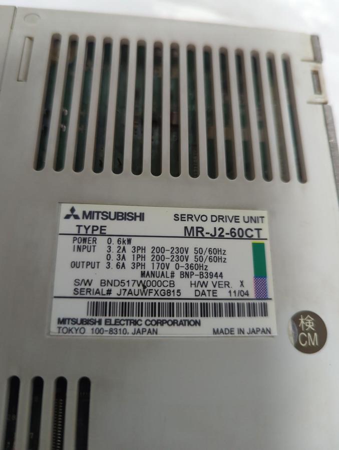 Used MITSUBISHI,MR-J2-60CT,SERVO DRIVE UNIT PRE-OWNED