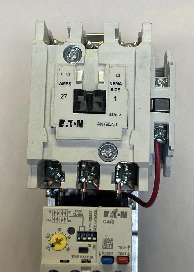 Used EATON,AN19DN0,MOTOR STARTER SIZE 1 27A 600V