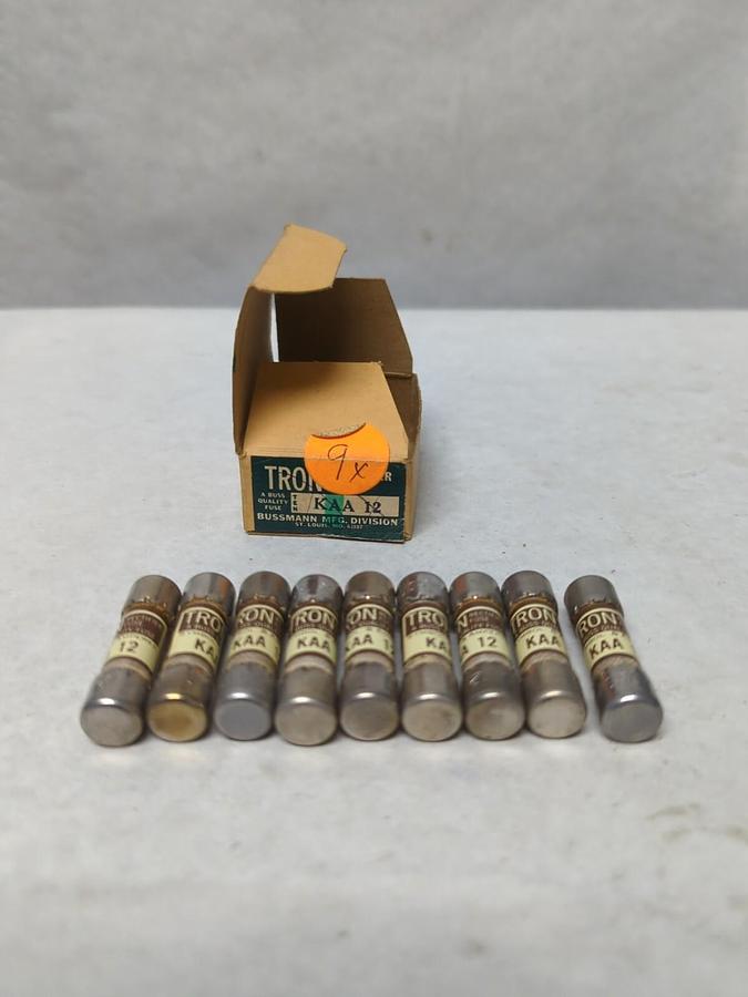 COOPER BUSSMANN,KAA12,TRON 12 AMP FUSES BOX OF 9 NOS
