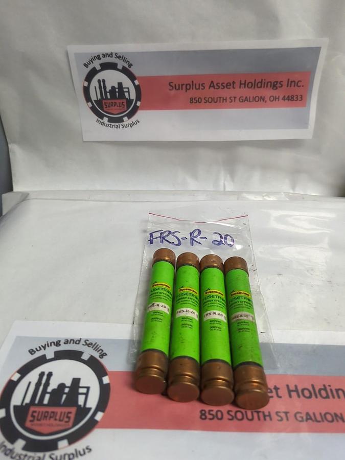 Used COOPER BUSSMANN,FRS-R-20,FUSETRON 20 AMP FUSE LOT OF 4 PRE-OWNED