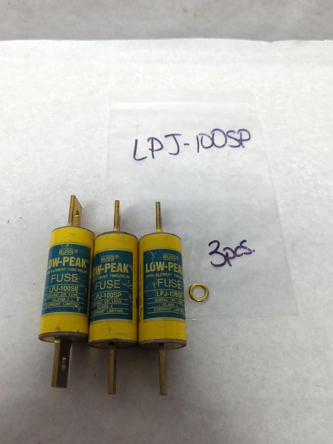 COOPER BUSSMANN,LPJ-100SP,LOW-PEAK 100 AMP FUSE LOT OF 3 NOS