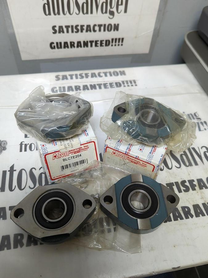 AMI BEARINGS,BLCTE204,FLANGE MOUNT BEARING 2-BOLT BASE 20MM BORE LOT OF 4 NOS
