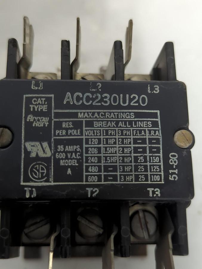 Used ARROW,ACC230U20,CONTACTOR 3-POLE PRE-OWNED
