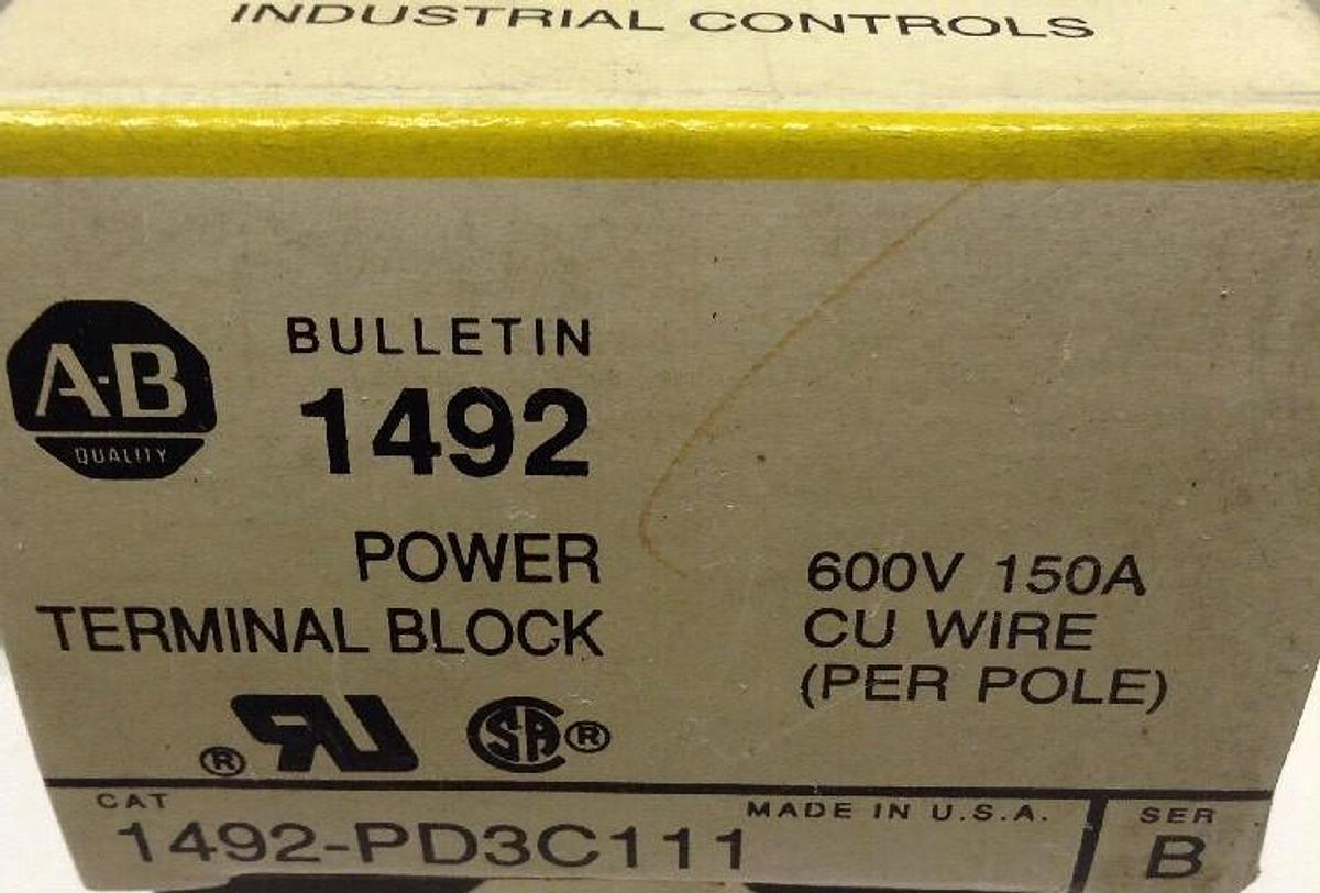 Allen-Bradley,1492-PD3C111,Series B Power Terminal Block 600V 150A