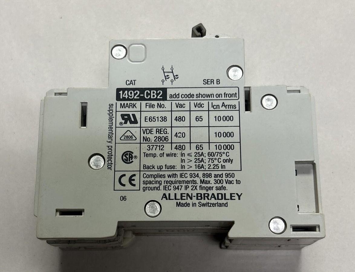 ALLEN BRADLEY,1492-CB2G060,CIRCUIT BREAKER 6A 2POLE 277V NOS