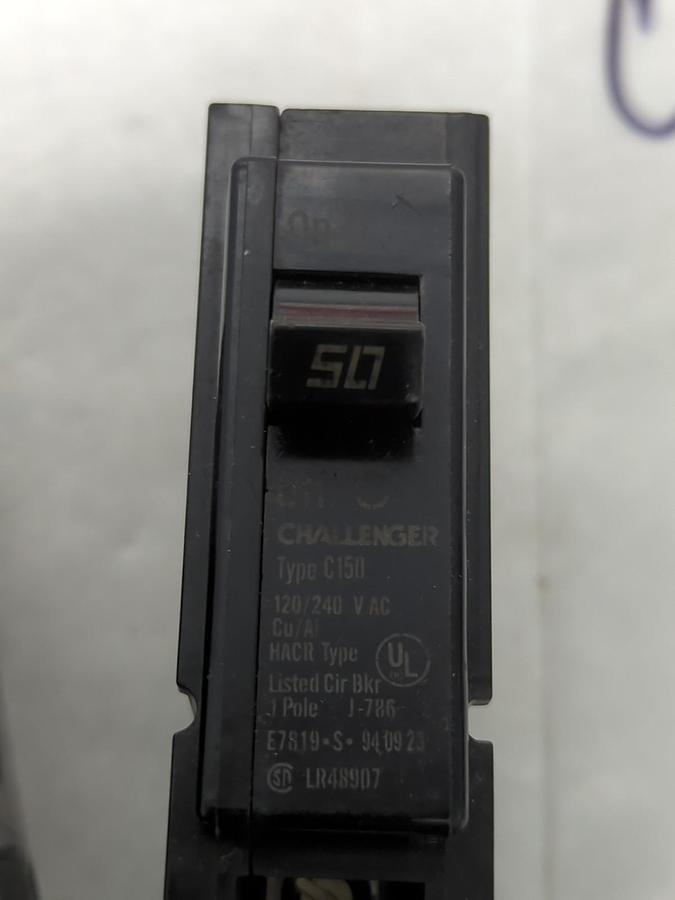 Used CHALLENGER,C150,CIRCUIT BREAKER 1-POLE 50 AMP LOT OF 2 PRE-OWNED
