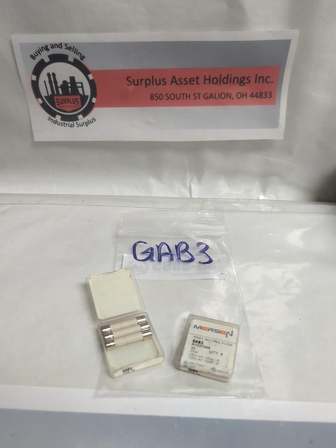 MERSEN,GAB-3,FAST ACTING 3 AMP FUSE LOT OF 8 NOS