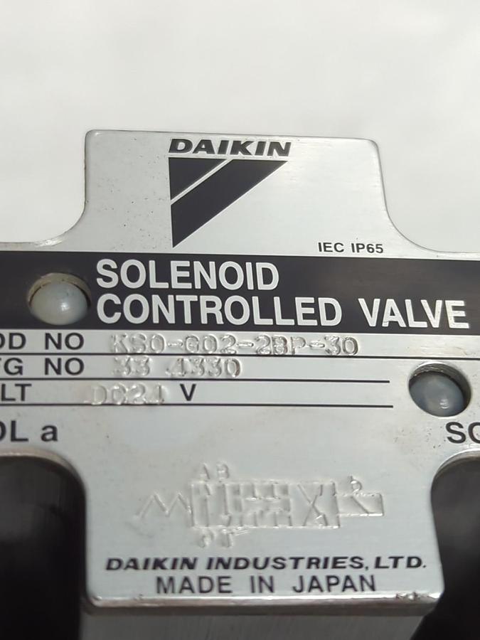 Used DAIKIN,KS0-G0Z-2BP-30,SOLENOID VALVE DC24V PRE-OWNED