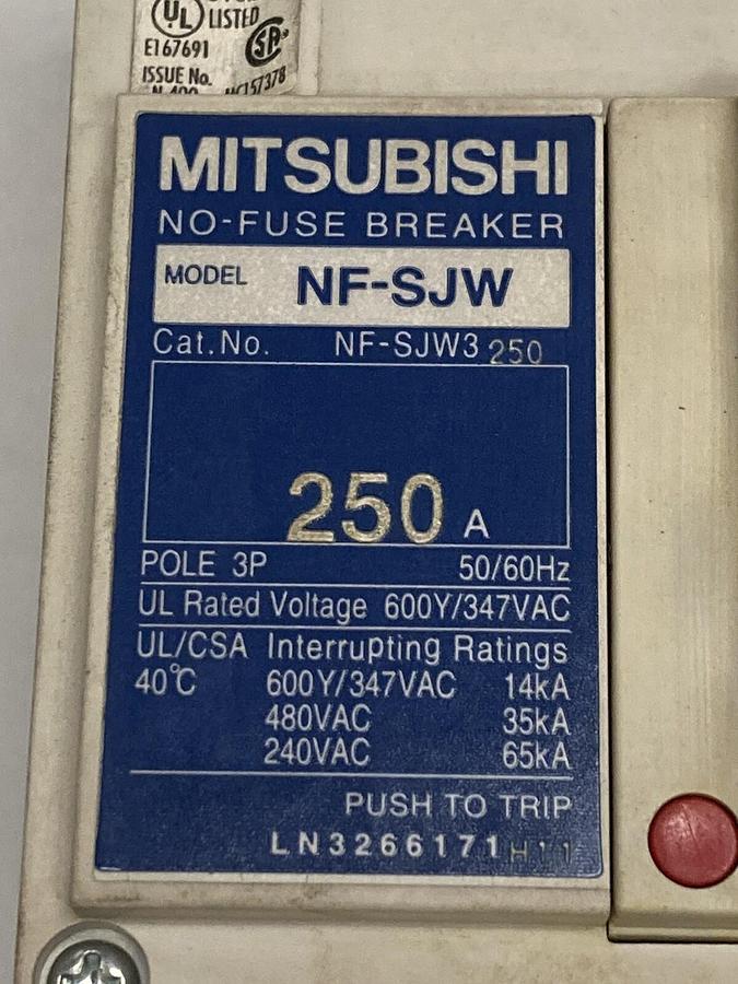Used Mitsubishi,NF-SJW3250,No-Fuse Circuit Breaker 50/60HZ 250 Amps