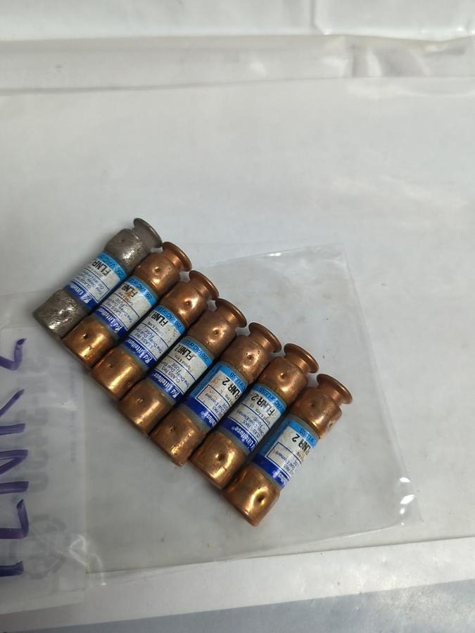Used LITTELFUSE,FLNR2,TIME-DELAY 2 AMP FUSE LOT OF 7 PRE-OWNED