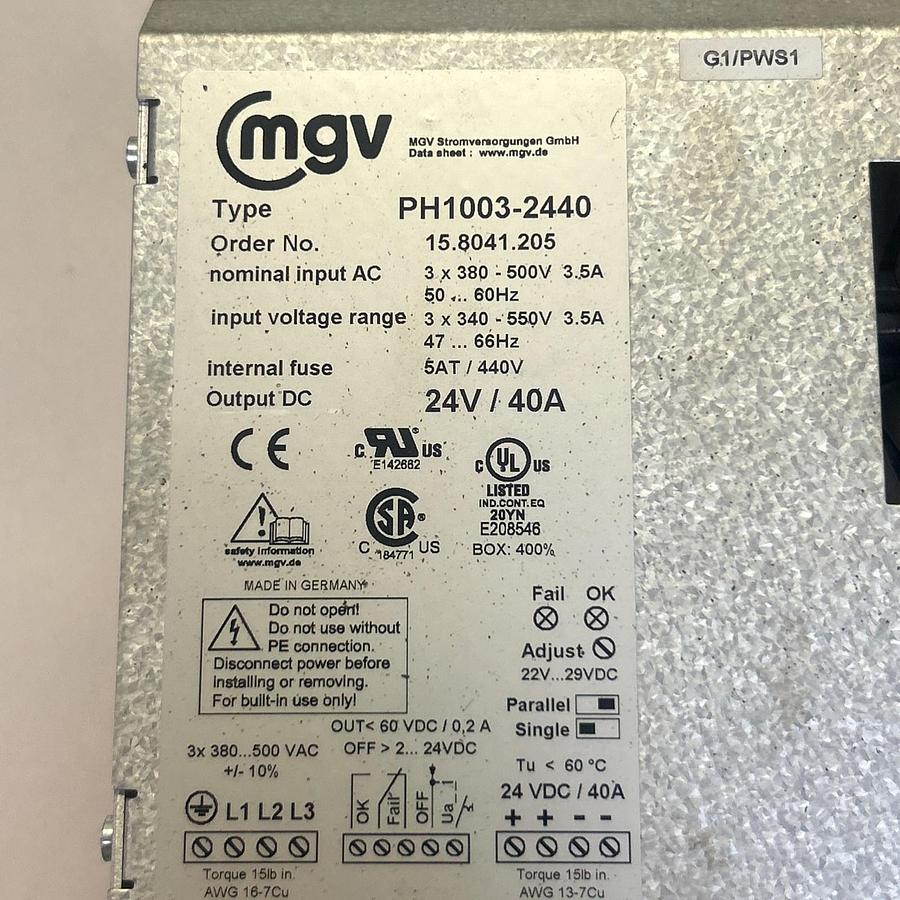 Used MGV,PH1003-2440,POWER SUPPLY