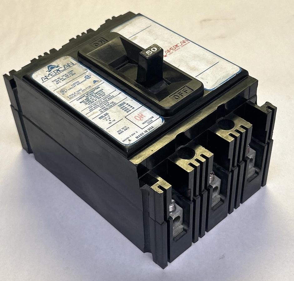 Used AMERICAN,NE350,CIRCUIT BREAKER 50A 240V 3P