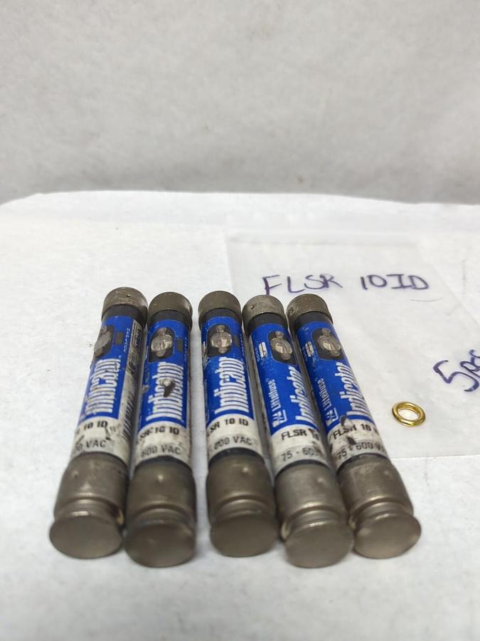 Used LITTELFUSE,FLSR10ID,INDICATOR 10 AMP FUSE LOT OF 5 PRE-OWNED