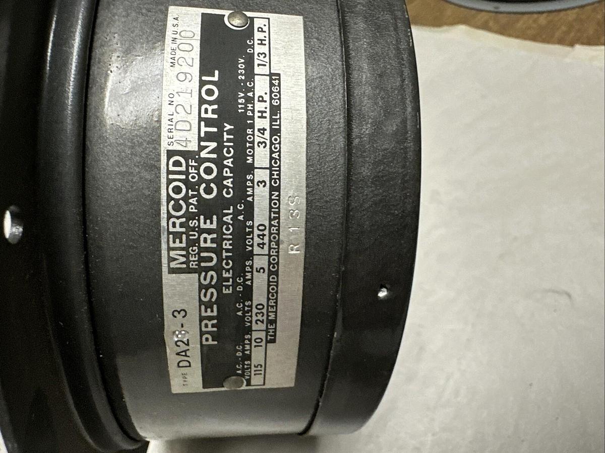Mercoid Control,DA 23-3, Pressure Control
