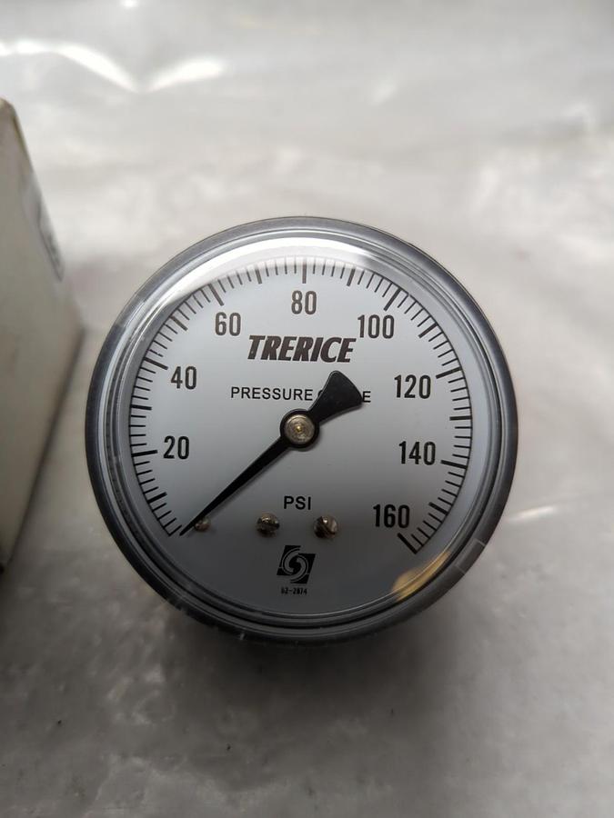 TRERICE,800B2502BA120,GAUGE 2-1/2 IN FACE 1/4 IN NPT 0-160 PSI NOS