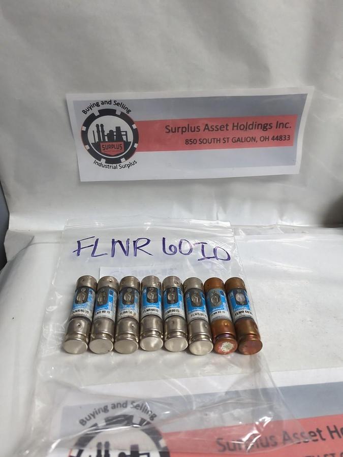 Used LITTELFUSE,FLNR-60ID,INDICATOR 60 AMP FUSE LOT OF 8 PRE-OWNED