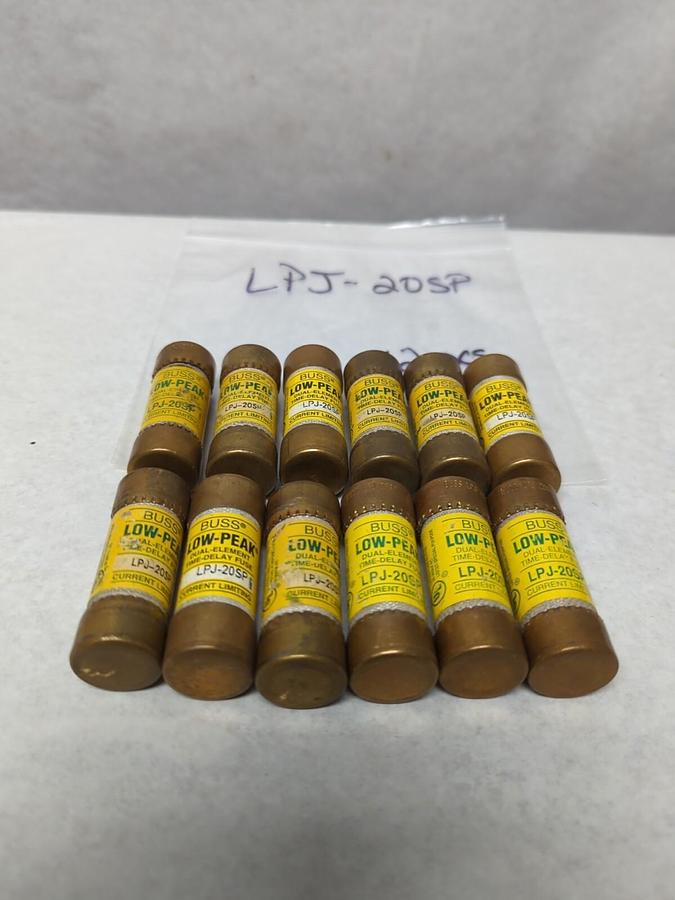 Used COOPER BUSSMANN,LPJ-20SP,LOW-PEAK 20 AMP FUSE LOT OF 12 PRE-OWNED