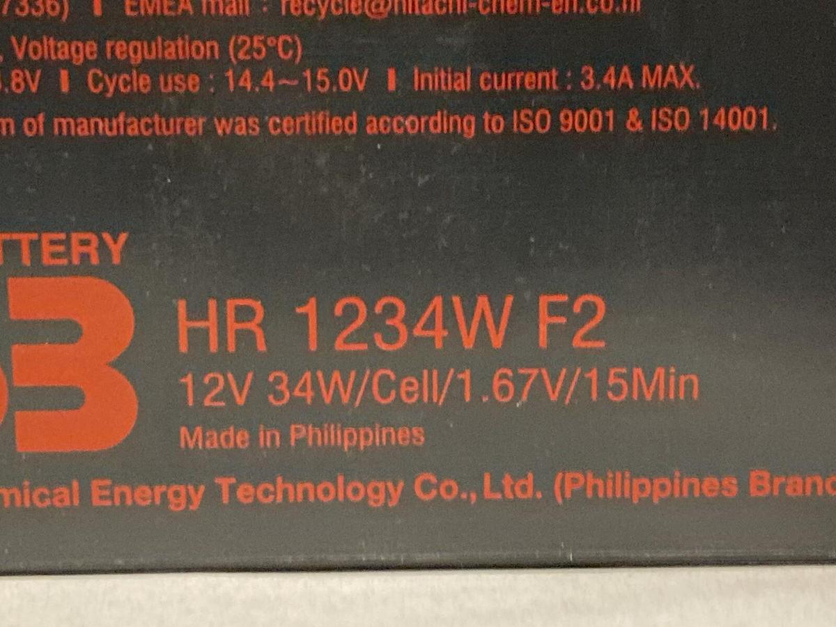 Used CSB,HR1234W,F2 12V 34W Sealed Lead Acid Battery Lot of 2