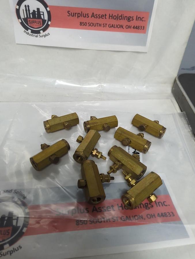 Used DELTROL,F20B,PNEU-TROL 3/8 INCH FLOW CONTROL VALVE LOT OF 9 PRE-OWNED
