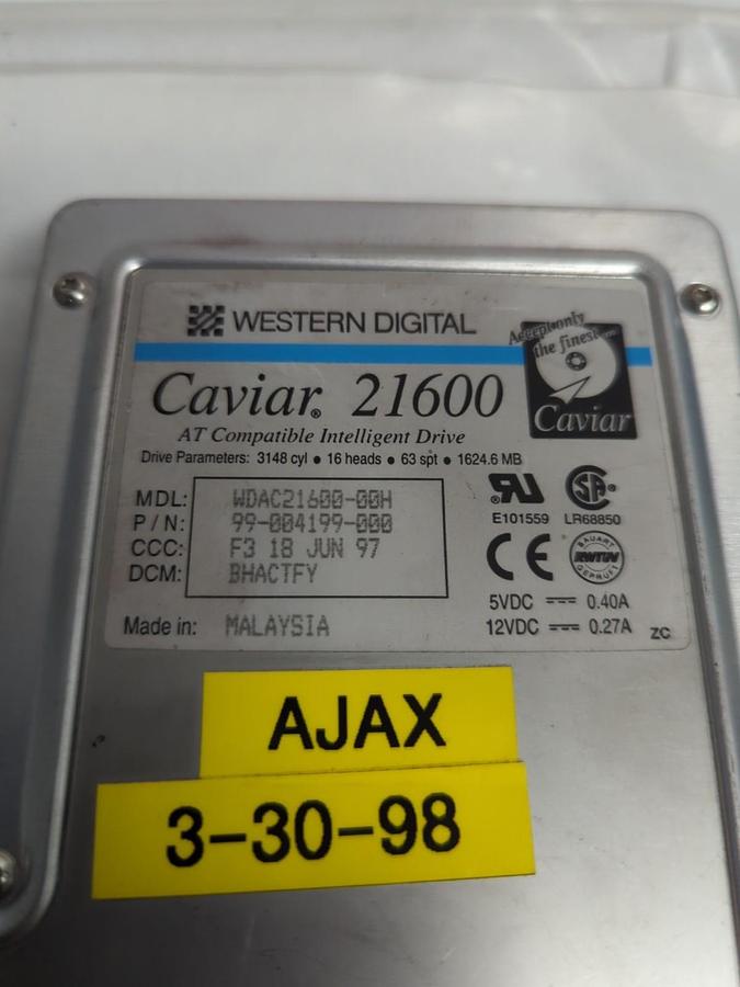 Used WESTERN DIGITAL CAVIAR,21600,HARD DRIVE WDAC21600-00H PRE-OWNED