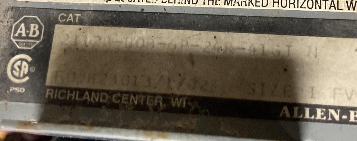 Used Allen-Bradley,2100 2112B,Size 1 MCC 12 INCH Starter Bucket