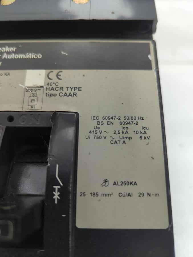 Used SQUARE D,KA36150,CIRCUIT BREAKER 3-POLE 150 AMP PRE-OWNED