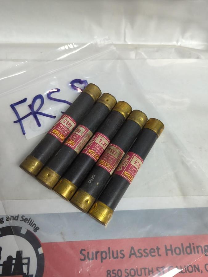 Used COOPER BUSSMANN,FRS-8,FUSETRON 8 AMP FUSE LOT OF 5 PRE-OWNED