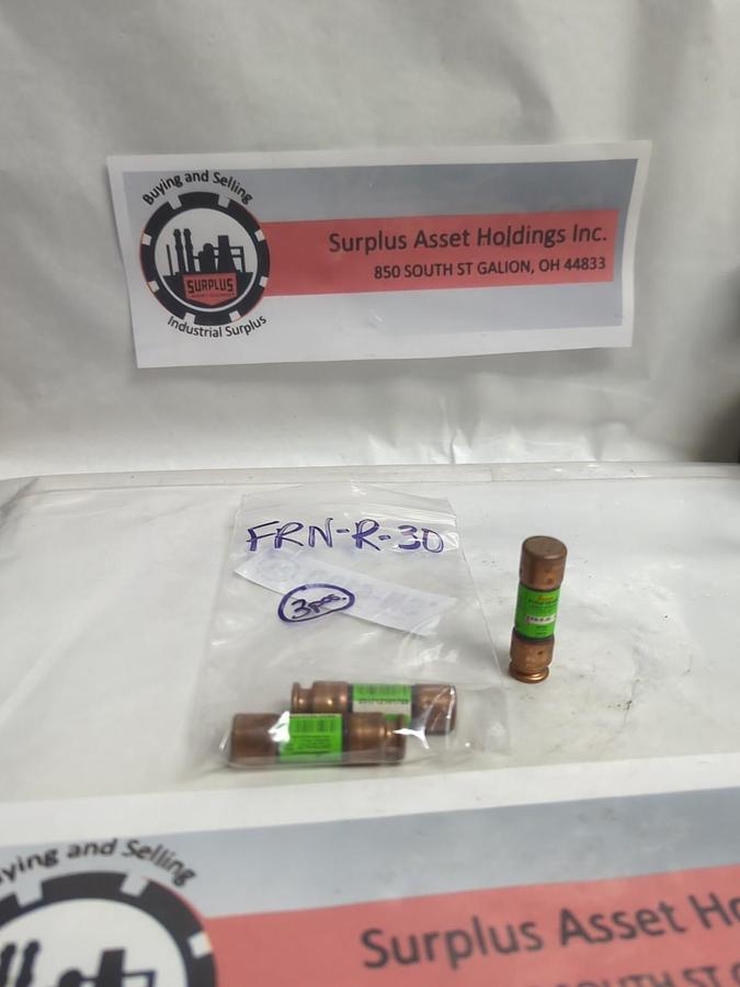 Used COOPER BUSSMANN,FRN-R-30,FUSETRON 30 AMP FUSE LOT OF 3 PRE-OWNED