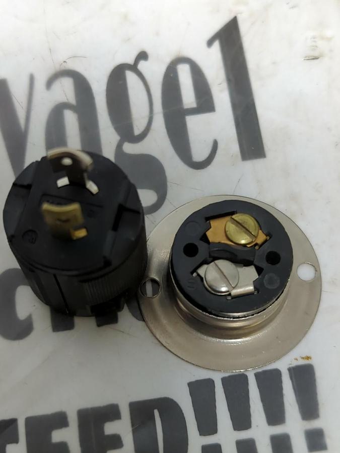 HUBBELL,7465VBLK-HBL7466,MALE PLUG & INLET 2-POLE 3-WIRE LOT OF 6 NOS