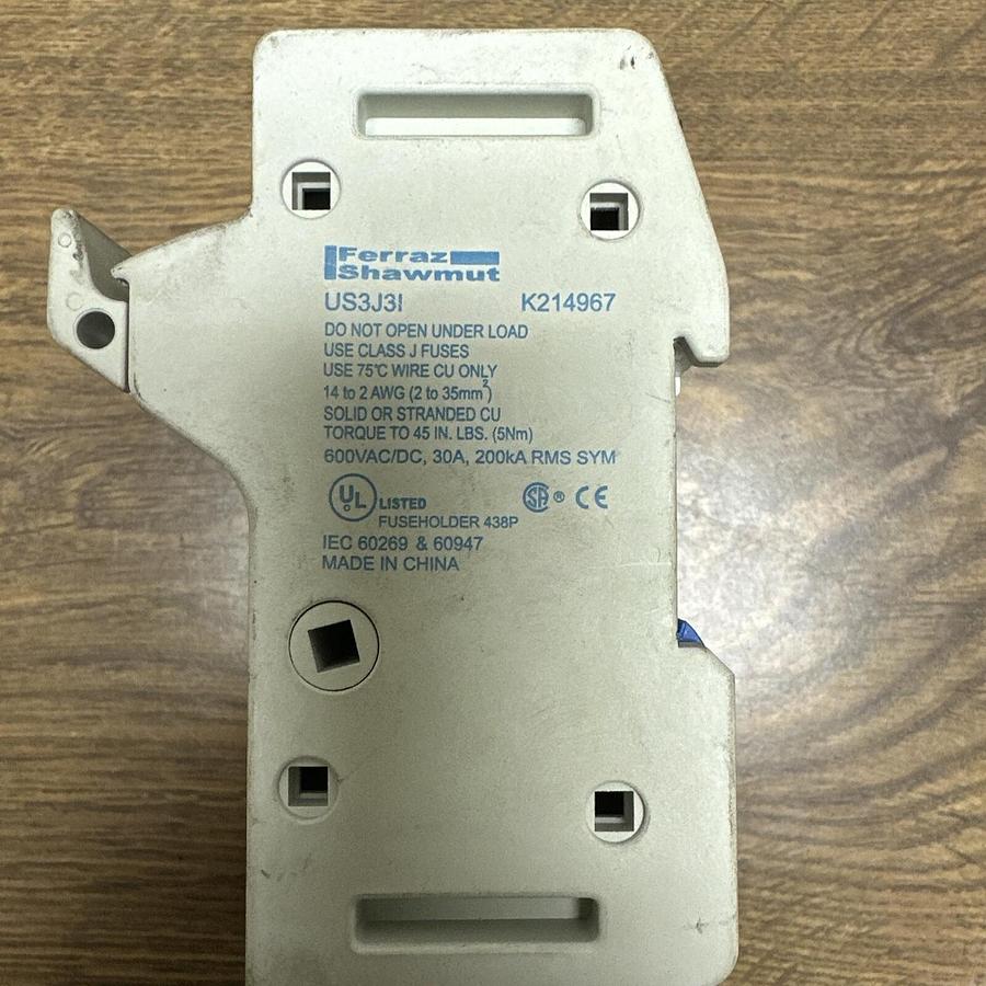 Used Ferraz Shawmut,US3J31, 20 AMP FUSE BLOCK DIN RAIL
