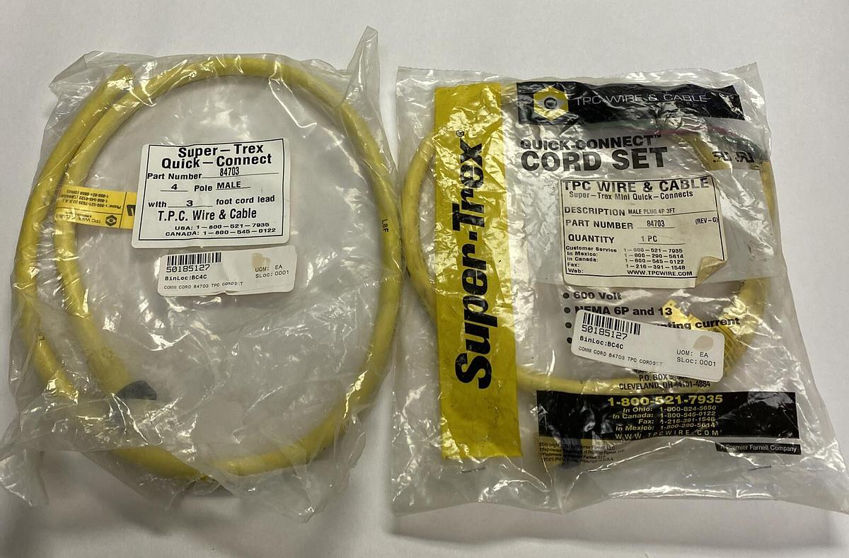 TPC WIRE & CABLE,84703,QUICK CONNECT CORDSET LOT OF 2 NEW