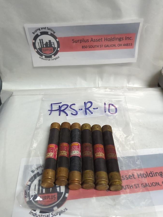 Used COOPER BUSSMANN,FRS-R-10,FUSETRON 10 AMP FUSE LOT OF 6 PRE-OWNED