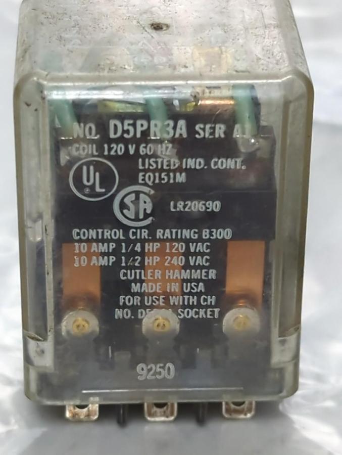 Used UNBRANDED,D5PR3A,RELAY 10 AMP LOT OF 2 PRE-OWNED