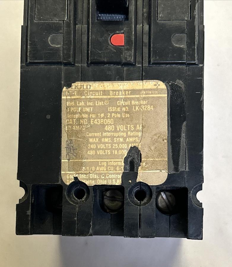 Used ITE,E438060,CIRCUIT BREAKER 60A 480V 3P