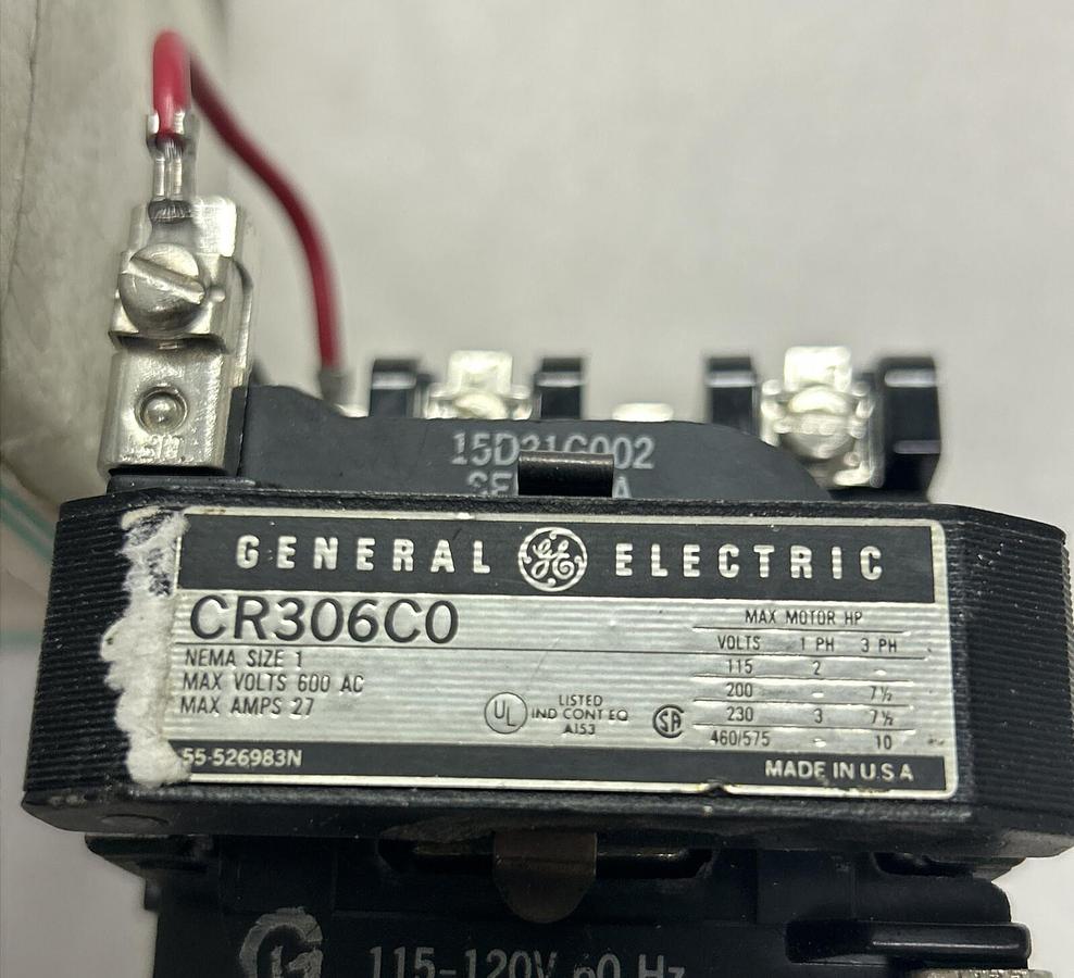 Used GENERAL ELECTRIC,CR306C002,MAGNETIC STARTER SIZE 1 27A 600V NEW