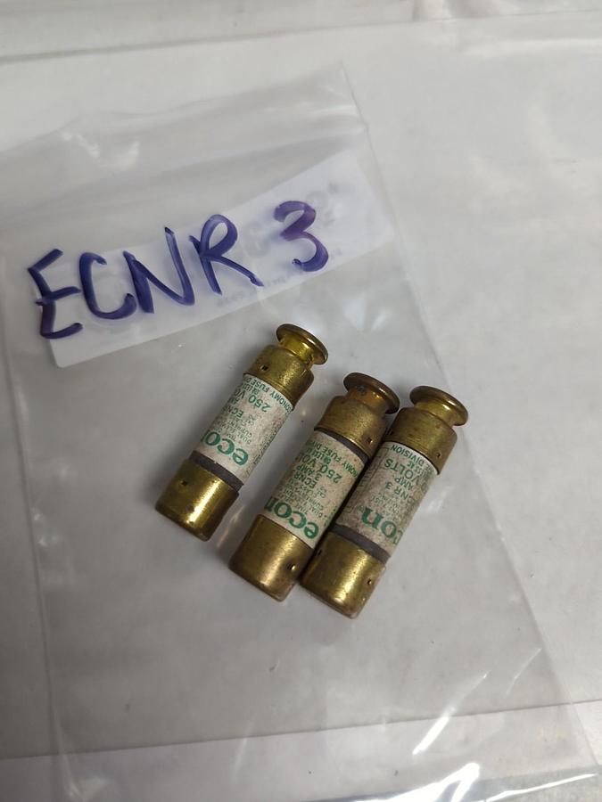 Used ECON,ECNR-3,TIME-DELAY 3 AMP FUSE LOT OF 3 PRE-OWNED