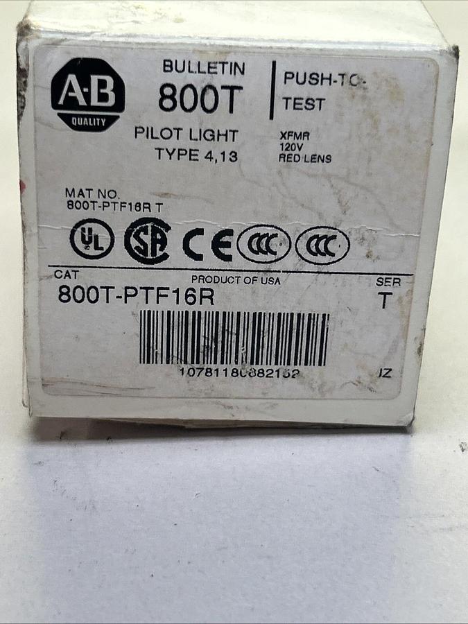 Used ALLEN BRADLEY,800T-PTF16R,RED PILOT LIGHT