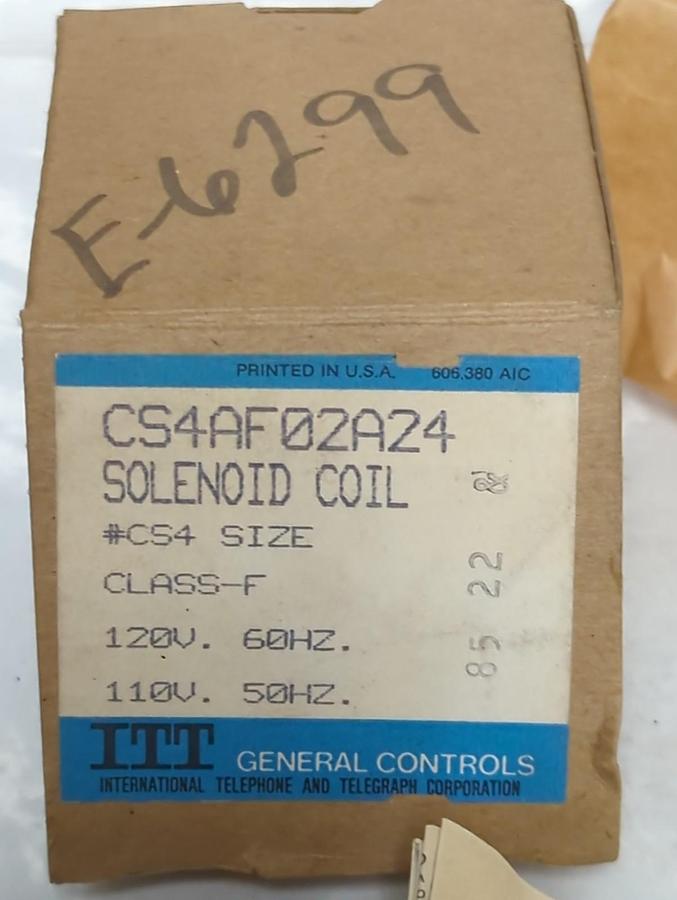 ITT GENERAL CONTROLS,CS4AF02A24,SOLENOID COIL 120/110V 60/50HZ NOS