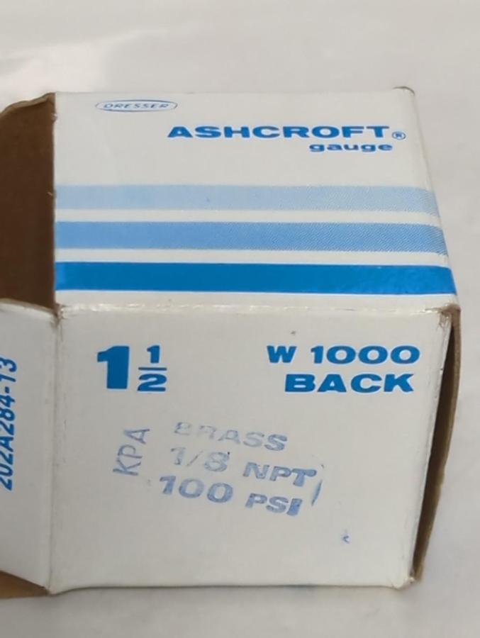 ASHCROFT,0-100,PRESSURE GAUGE 0-100 PSI 1/8 NPT NOS